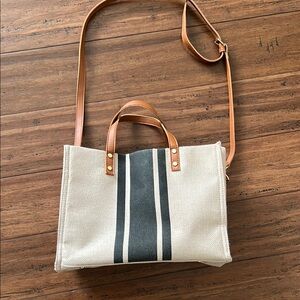 SHEIN Beige and Black Striped Tote Bag